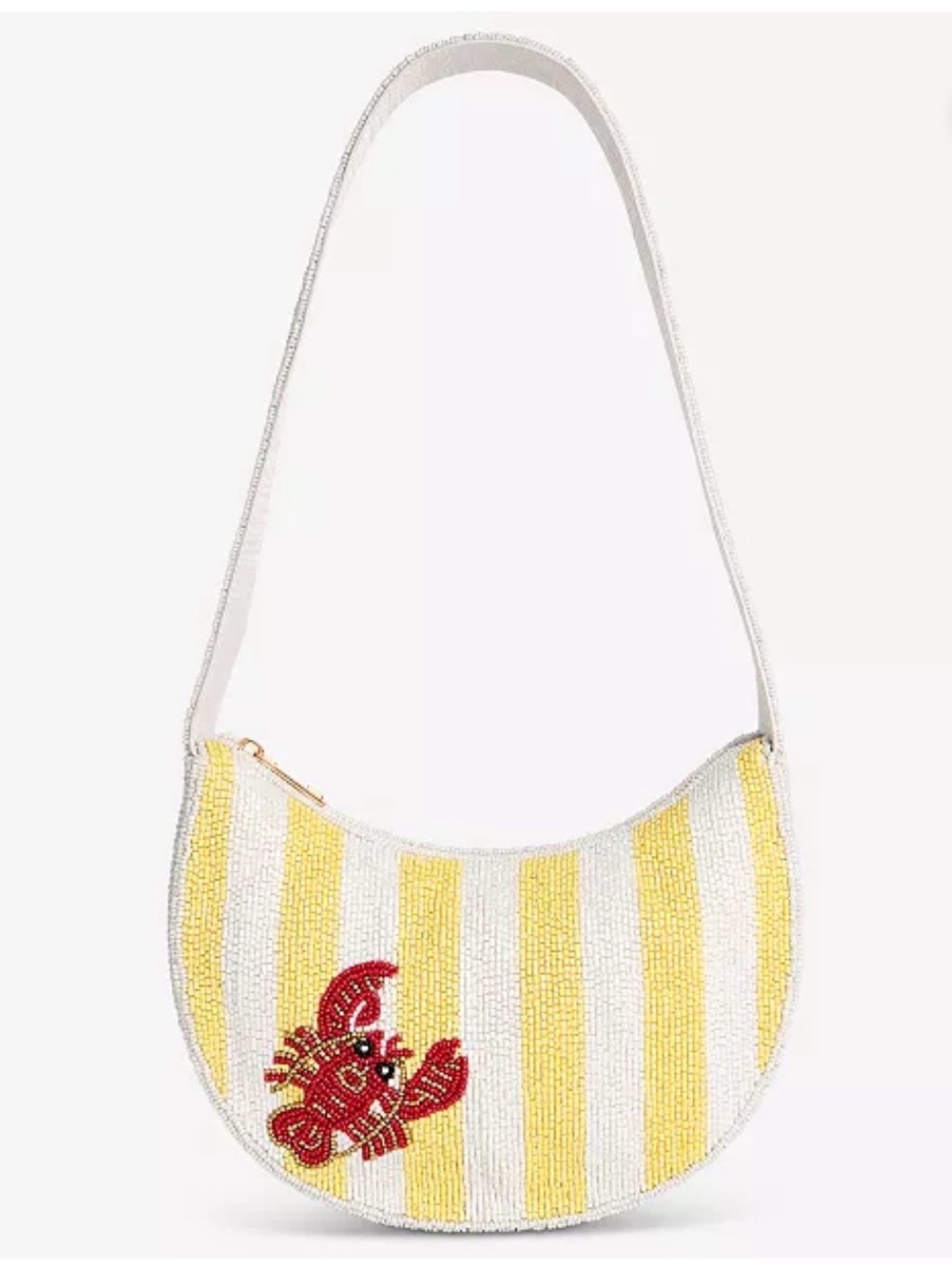 On 34th Yellow & White Striped Beaded Lobster Half Moon Shoulder Bag - Macy’s